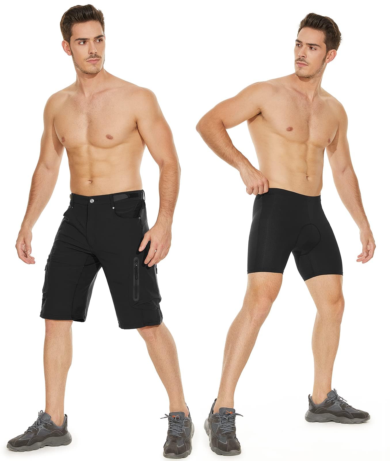 Cycorld MTB Hose Herren Radhose, Schnelltrocknend Mountainbike Hose Fahrradhose mit 4D Sitzpolster, Elastische Outdoor Sport Herren Radlerhose MTB Bike Shorts