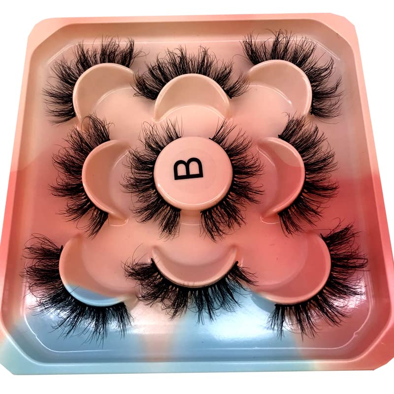 Miniatura 2 de HBZGTLAD Paquete de 5 pares de pestañas postizas 3D de visón 3D a granel con pestañas de visón natural personalizadas, pestañas postizas naturales