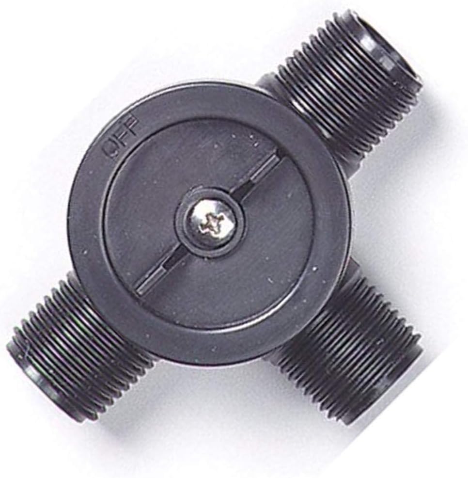 Close-up of PONDMASTER DV99 Valve showing threads and 'OFF' marking