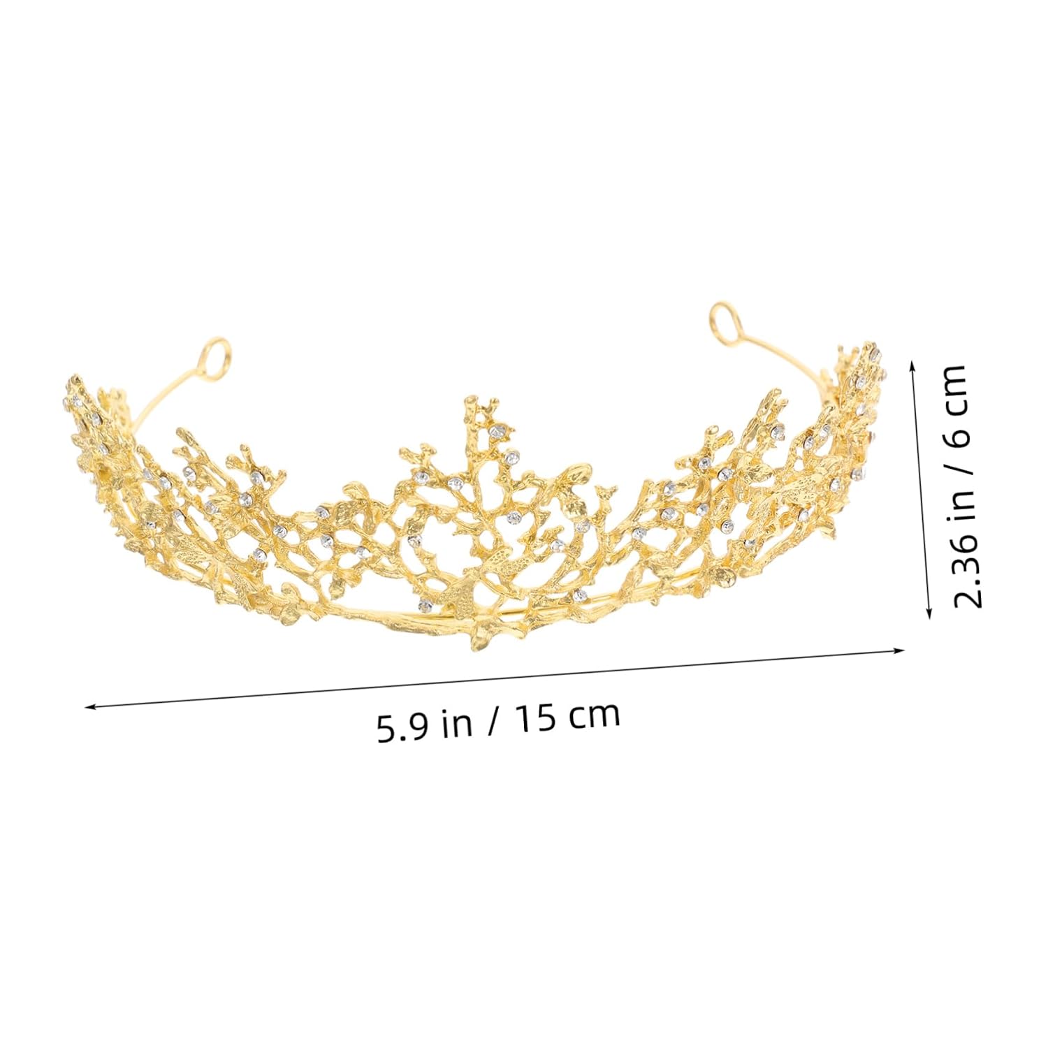Baroque Crown Tiara Headpiece Golden Dragonfly and White Rhinestones Vintage Wedding Queen Crown for Brides and Birthday Parties