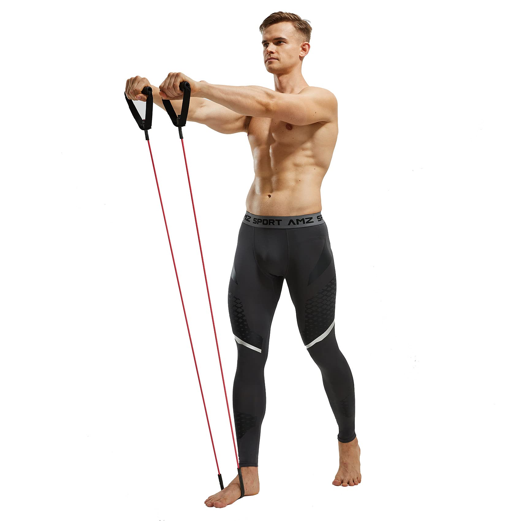AMZSPORT Pantaloni Sportivi a Compressione da Uomo Leggings da Palestra Calzamaglia ad Asciugatura Rapida