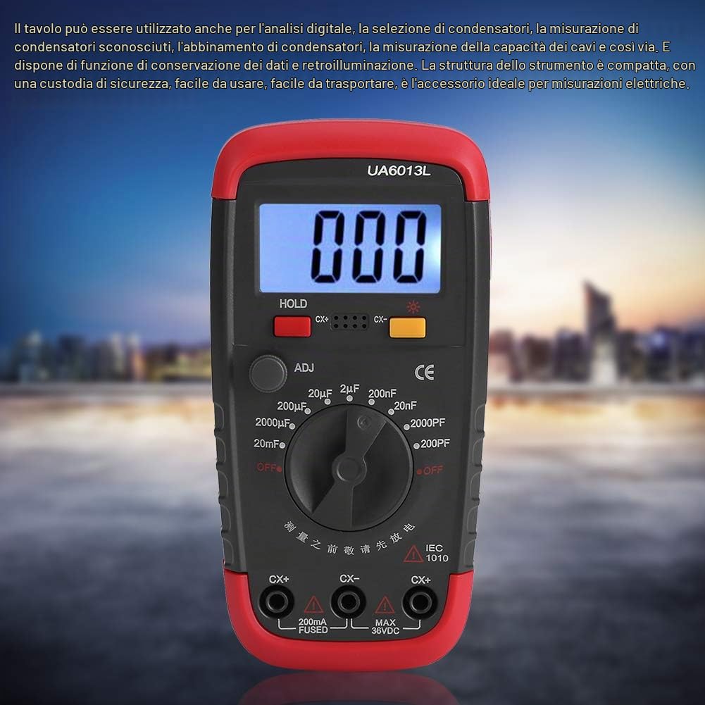 Uyigao Tester per Misuratori di Capacità condensatore Digitali 6013L Display LCD