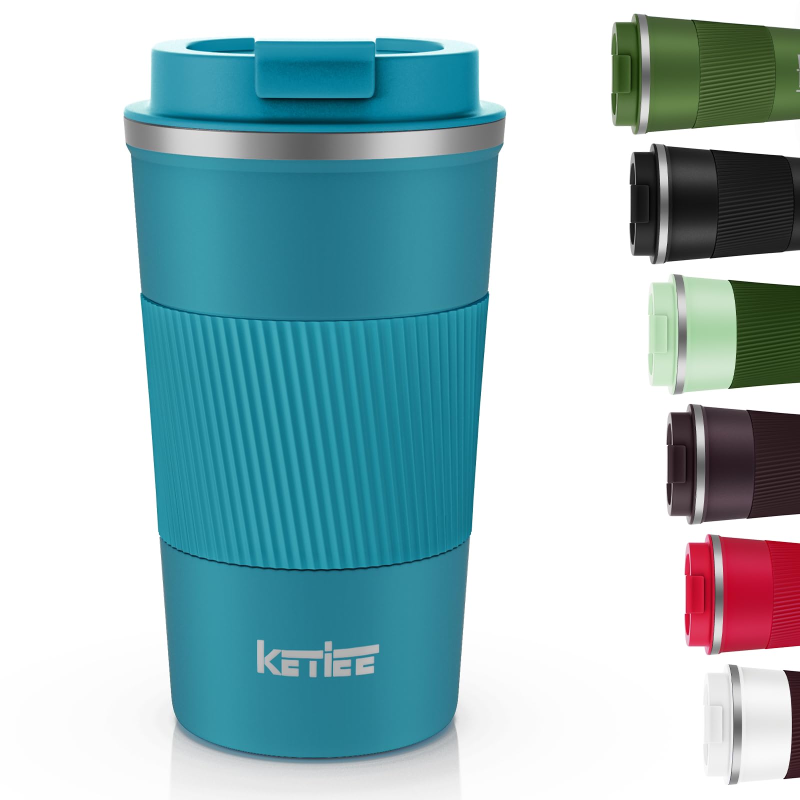 KETIEE Travel Mugs, 510ml Insulated Coffee Cup with Leakproof Lid,Reusable Coffee Cups Travel Cup,Coffee Travel Mug,Double Walled Coffee Mug,Stainless Steel thermaol Mug for Hot Cold Drinks,Blue