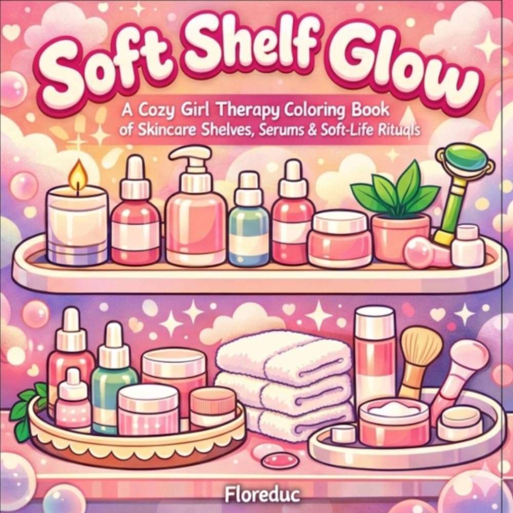 Soft Shelf Glow: A Cozy Girl Therapy Coloring Book of Skincare Shelves, Serums & Soft-Life Rituals (Morning Skincare Routines)