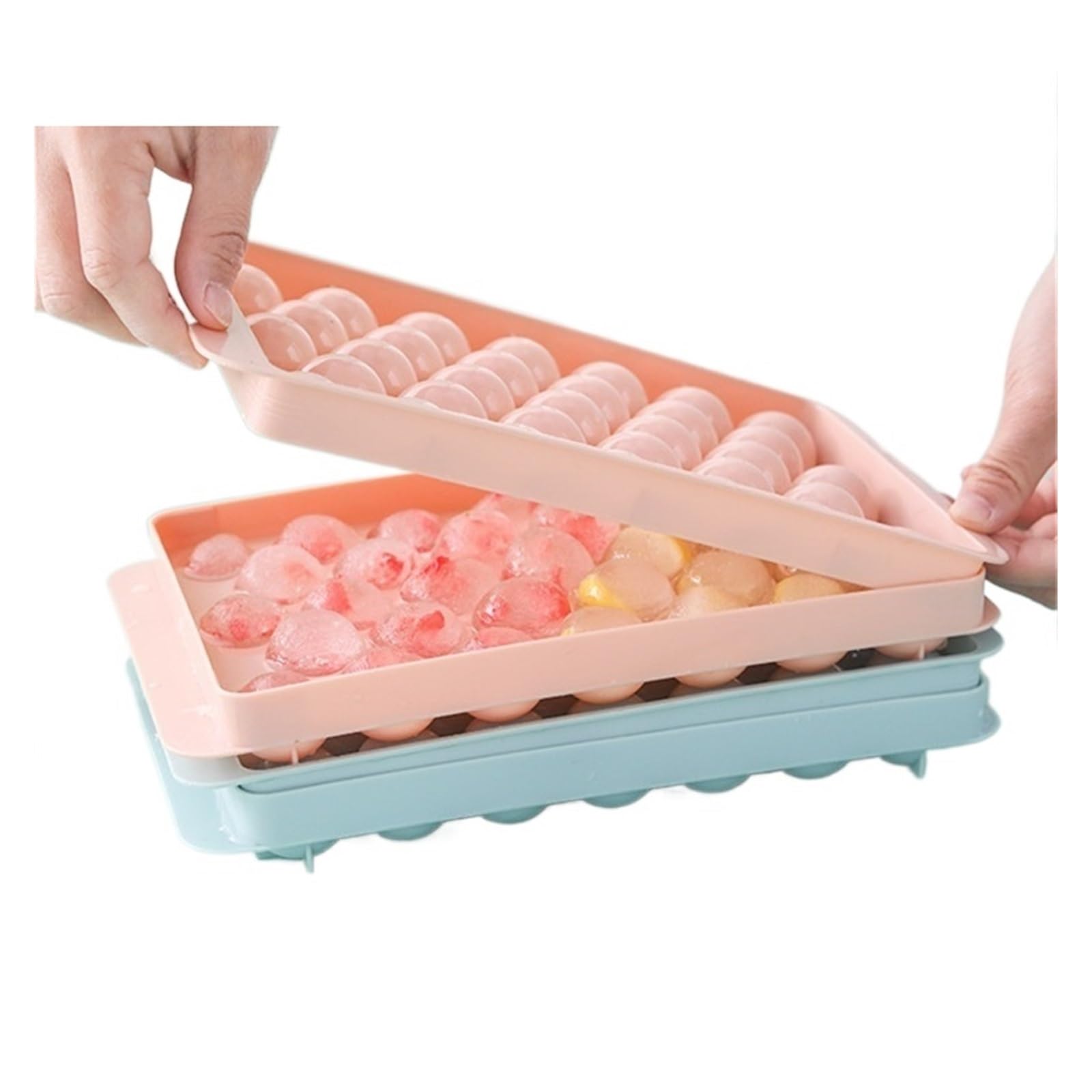 Bandeja de Cubitos de Hielo Redondo Colorido Rombo Caja de moldes de Hielo Bandeja Fabricante de Cubos Formas de moldes de plástico PP Molde de Grado alimenticio Accesorios de Cocina Gadgets (Color :