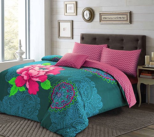 NIMSAY HOME Janice Bohemia Floral Mandala Funda Nórdica 135 x 200 cm y Funda Almohada 80 x 80 cm Cover