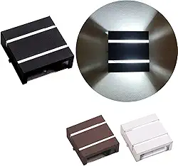 Kit 6 Arandelas 2 Foco 2 Friso Externa Parede Muro Ar1112 (Preto)