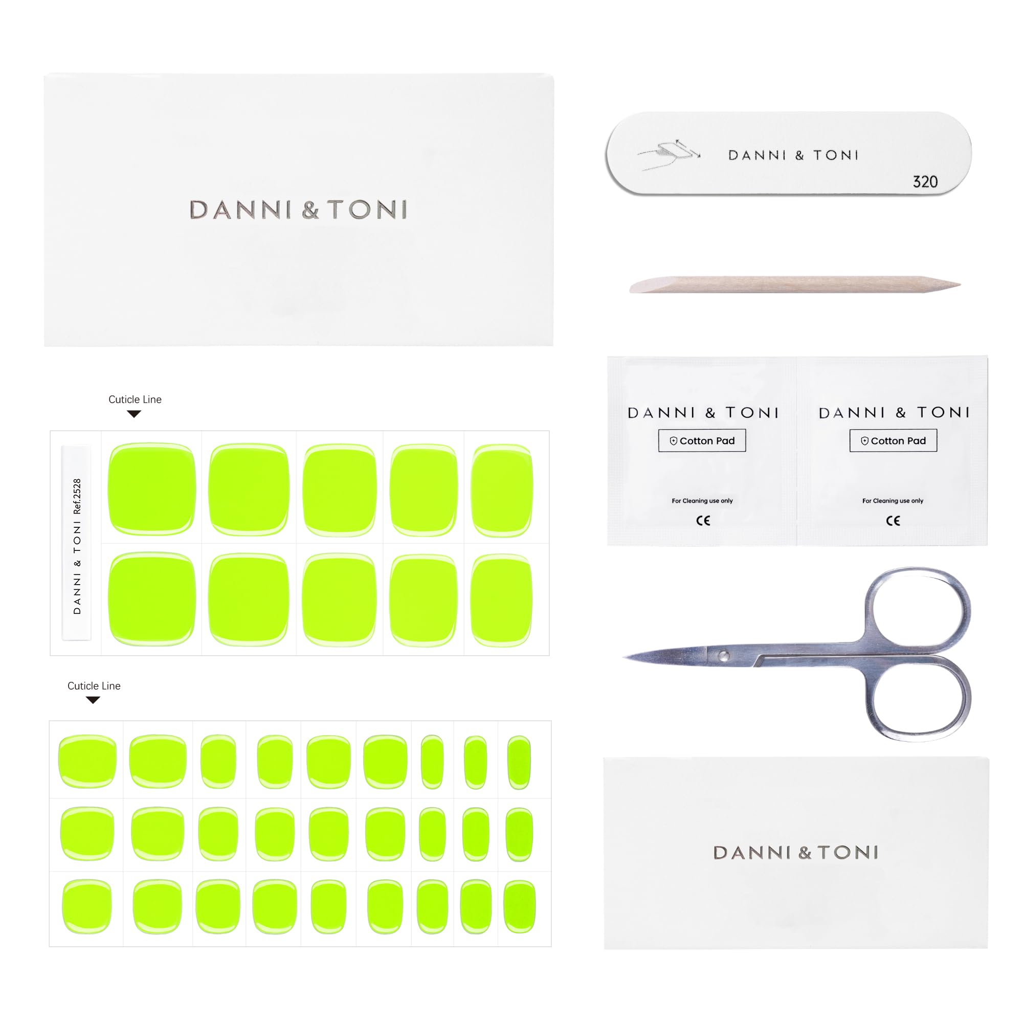 DANNI & TONI 37Pcs Semi Cured Gel Nail Strips(Glowing Delight),Glow in Dark Pedicure Salon-Quality Gel Nail Polish Strips Manicure Stickers Set,Gel Wraps for Toenail - Image 3