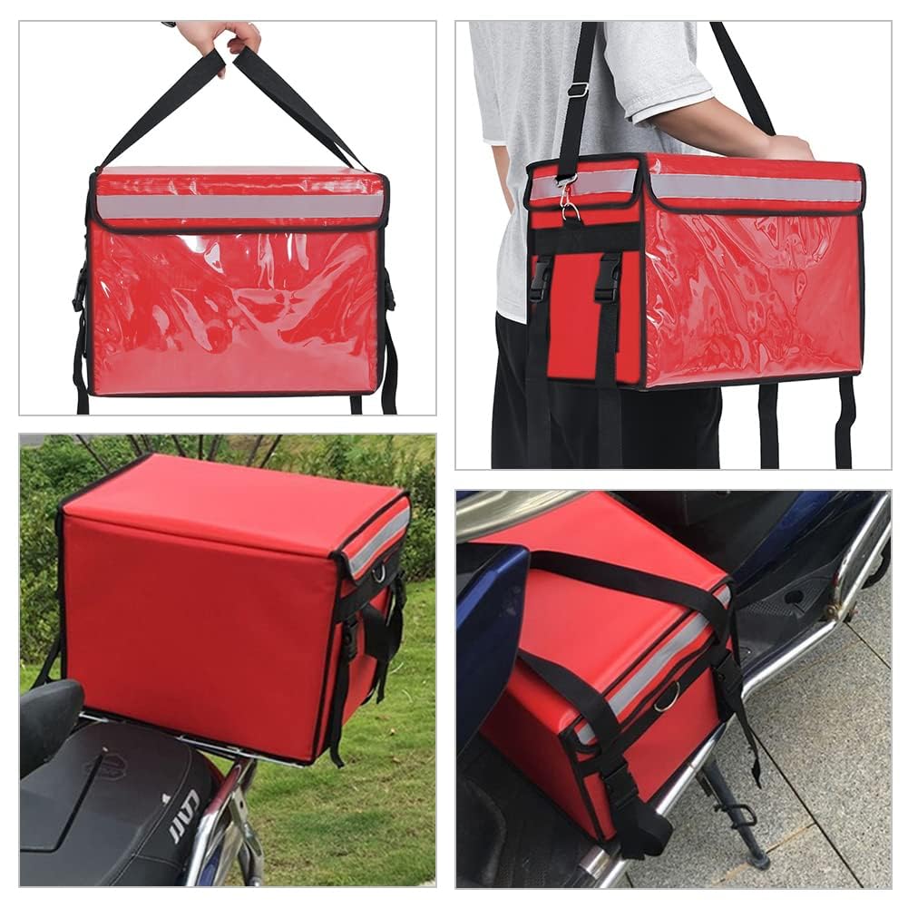 Isolierte Lebensmittel-Liefertaschen, XL, 46 x 35,1 x 35,1 cm, kommerzielle Lebensmittel-Liefertaschen, Bodenplatte und Trennwand und Stabiler Rahmen, wasserdicht und faltbar, heiß und kalt