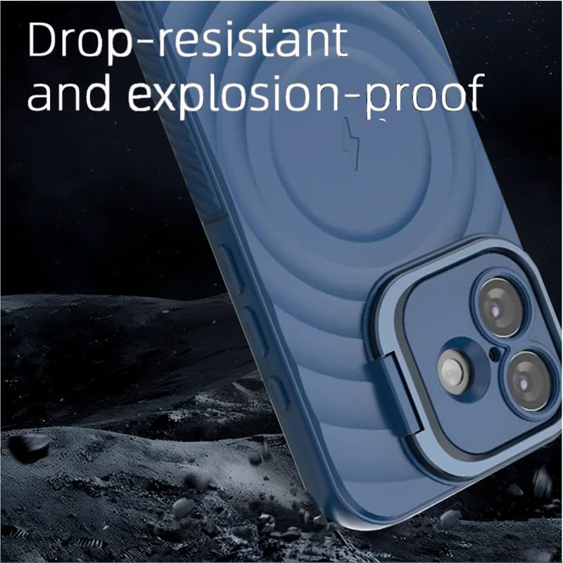 Image of LuxuryKase Shockproof Case for iPhone 17 | Ripple Pattern | Camera Protection | Inner Velvet Fabric Lining | Protective Cover with Enhanced Grip & Wireless Charging Support - Blue