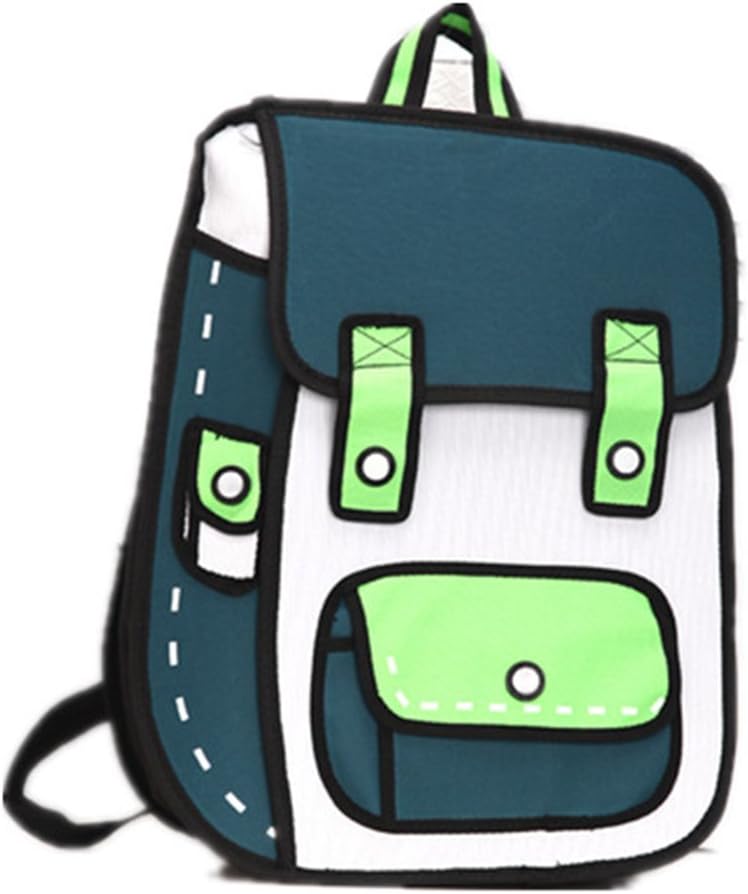 Funny things New Era series 3D and 2D Drawing From Cartoon Paper Bag Comic 3D Messenger Bag Green