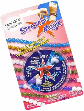 Craft County Pepperell Stretch Magic Bead Jewelry Elastic Cord String Line | Clear Pearl Black | 5M 25M 100M | 0.5mm 0.6mm 0.7mm 0.8mm 1mm Diameters, 1mm x 5 Meters PRL-SMJ05-01-CC_BB923