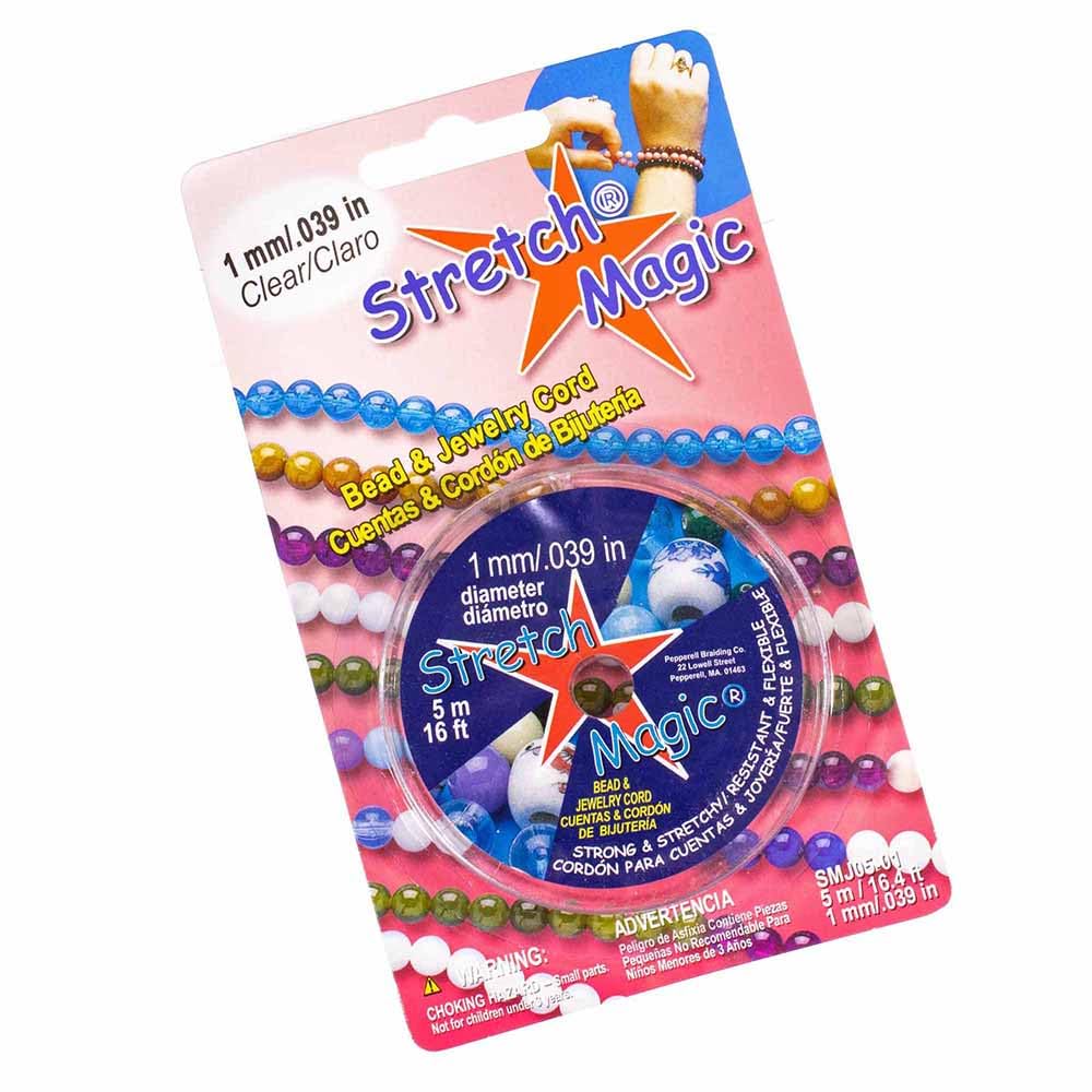 Craft County Pepperell Stretch Magic Bead Jewelry Elastic Cord String Line | Clear Pearl Black | 5M 25M 100M | 0.5mm 0.6mm 0.7mm 0.8mm 1mm Diameters, 1mm x 5 Meters (PRL-SMJ05-01-~CC_BB923)