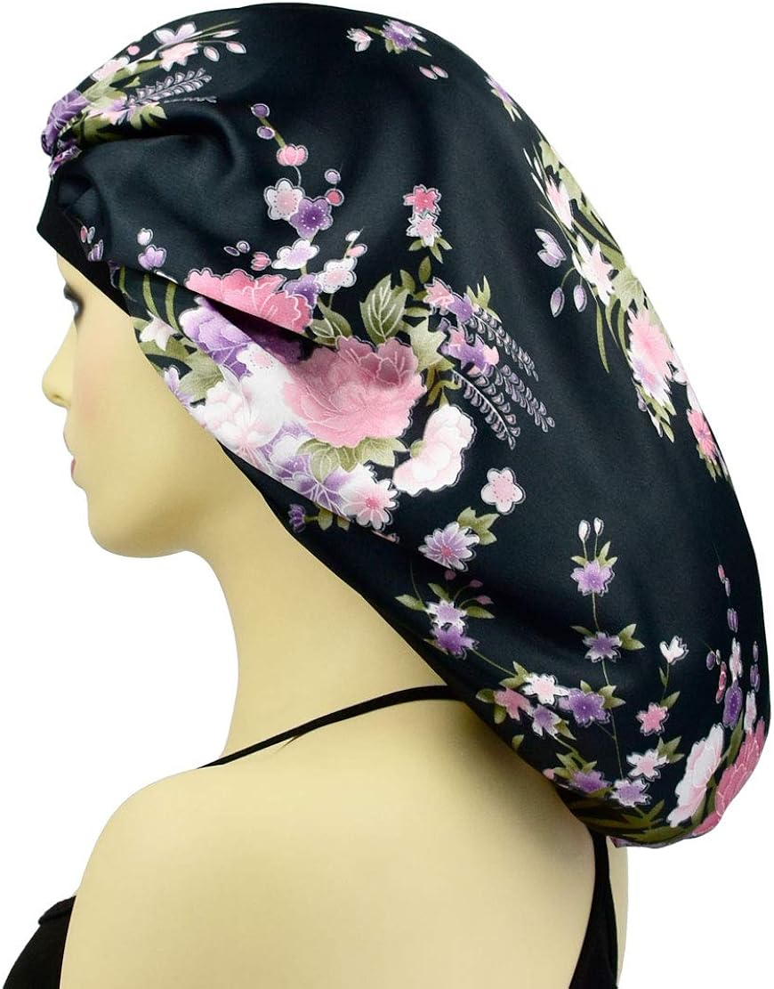Extra Large Silk Sleep Cap Satin Bonnet for Long Braids, Women X-Large Wide Band Satin Hair Cover Night Sleeping Cap for Curly Hair