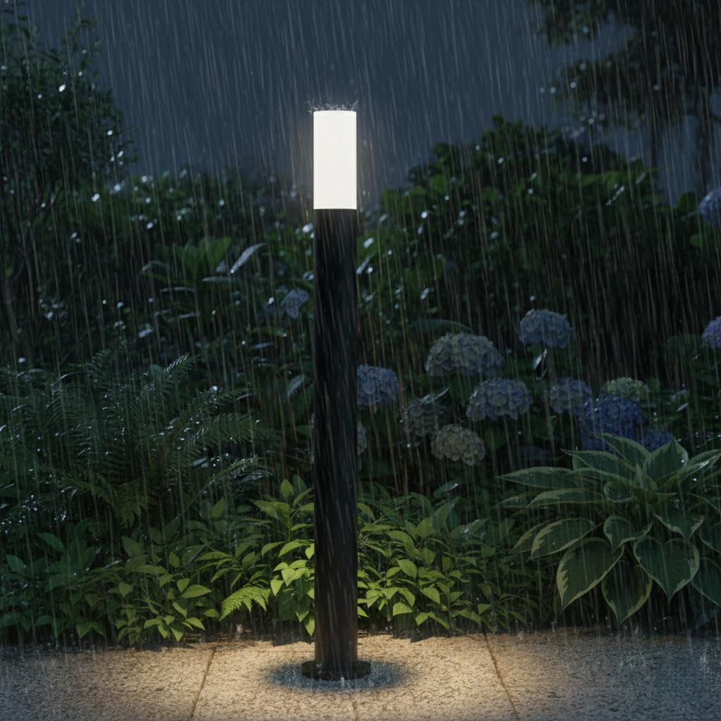 Lampioncino da Giardino Esterno E27 IP65 | Paletto Luminoso in Alluminio Nero H60/100 cm per Vialetti, Terrazze e Sentieri | Diffusore Opaco Antipioggia (100)