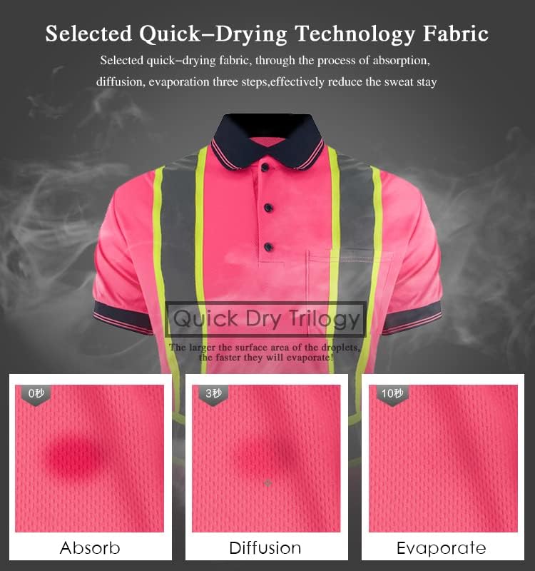 Miniatura 4 de SMASYS Polo de seguridad - Construcción reflectante Hi-viz ropa de trabajo camisetas con bolsillos para mujeres y hombres