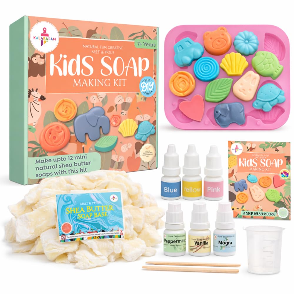 Kalakaram Kids Soap Making Kit – DIY Craft & Activity Set for Kids (Ages 6-12) with Molds, Colors, and Educational Fun – Creative Birthday Gift for Boys & Girls-image-49