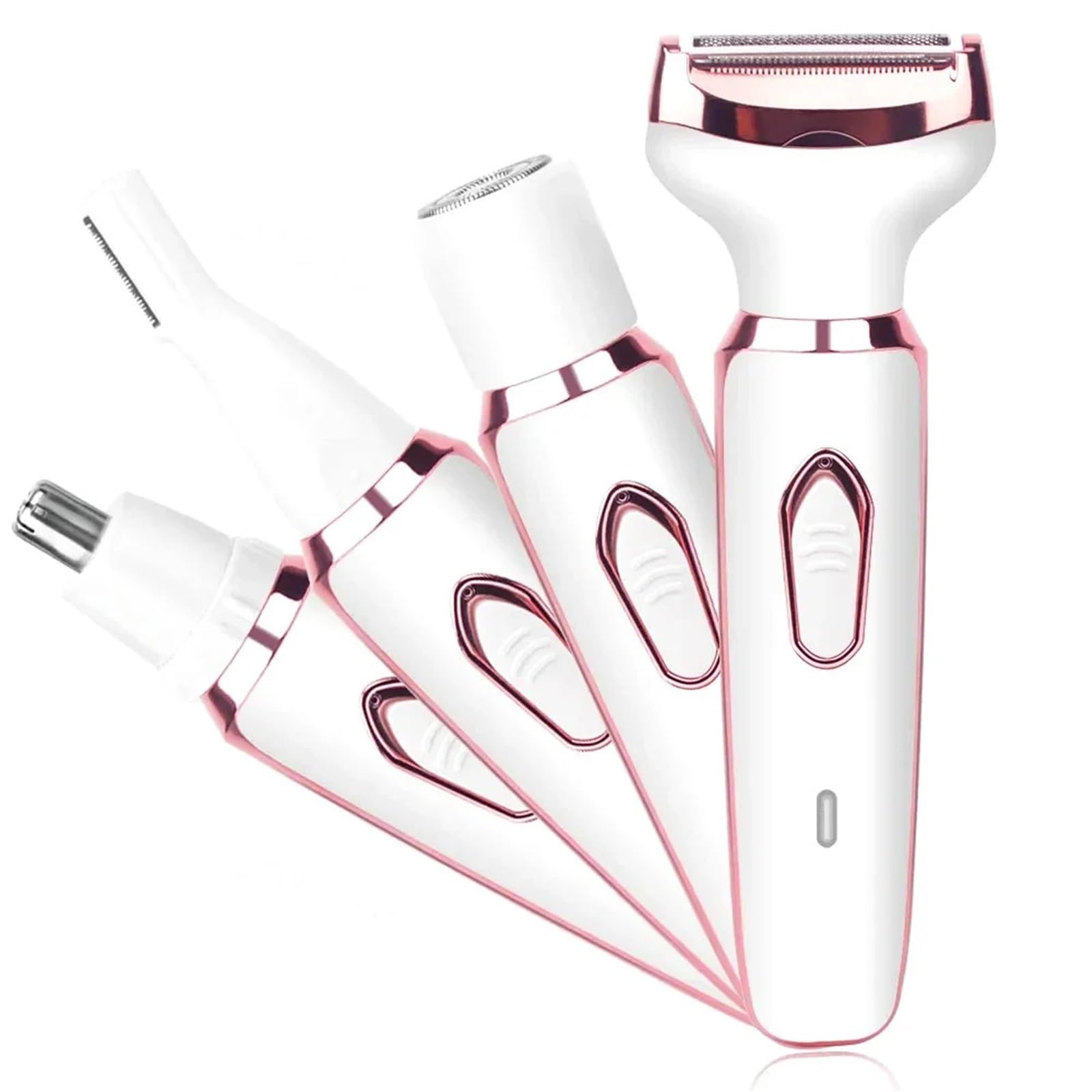 Epilatore 4 in 1, indolore, ricaricabile, per donna, rasoio per corpo, viso, gambe, ascelle, zona bikini e pubis (D)