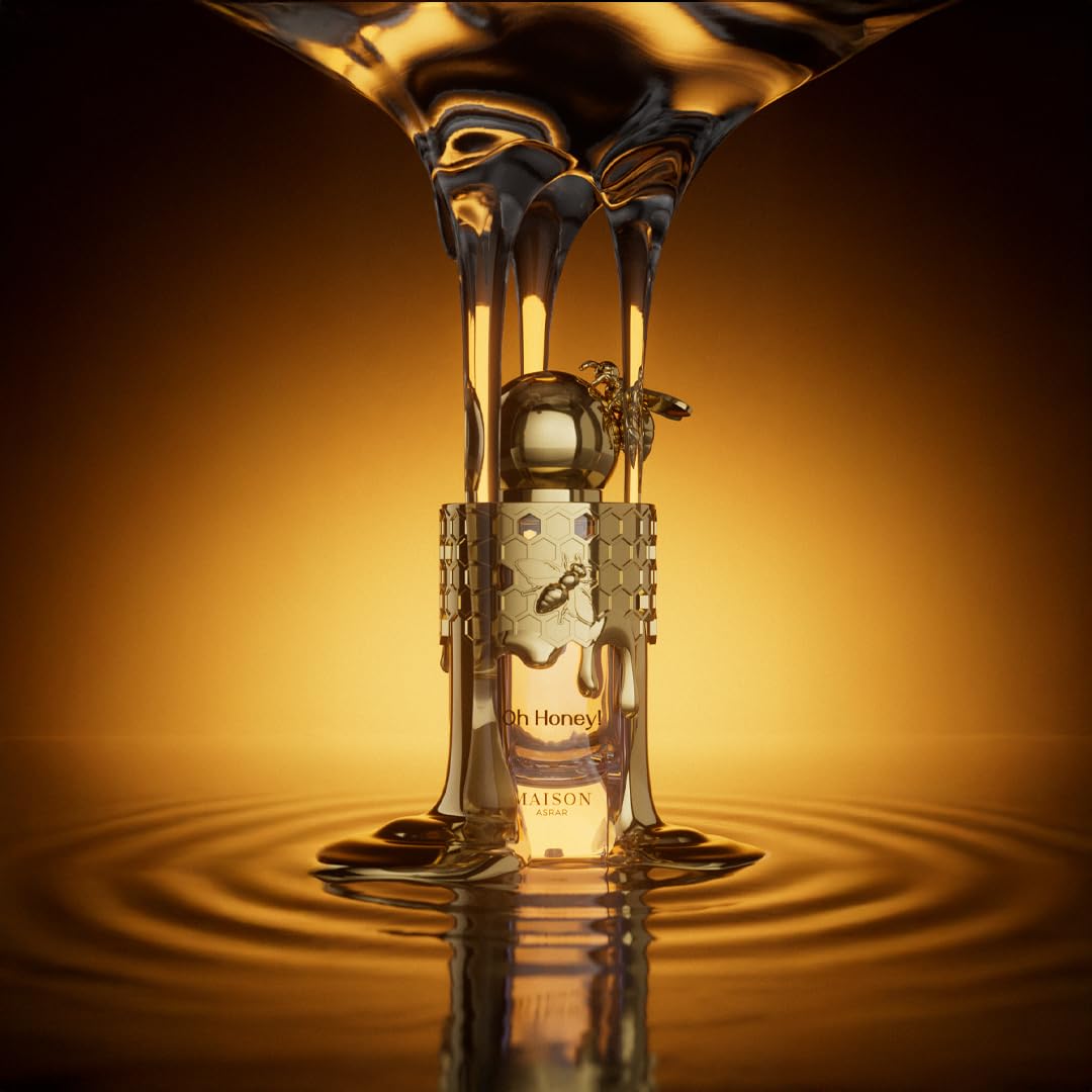 Maison Asrar Oh Honey, Eau de Parfum Orientale-Gourmand, 100 ml, Fragranza Unisex con Note di Miele e Fiori Bianchi