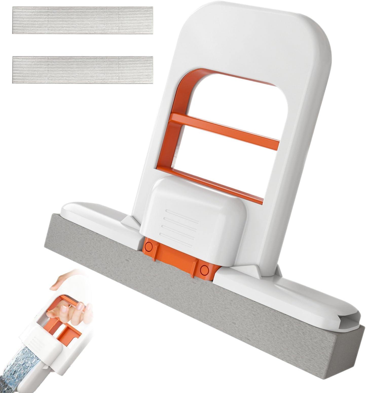 – Portable Mini Mop | Self-Squeeze Foldable Desktop Cleaning Tool, Wet & Dry Hand-Free Sponge Mop with 2 Replacement Heads for Kitchen, Bathroom, Small Spaces, Glass & Car Interiors