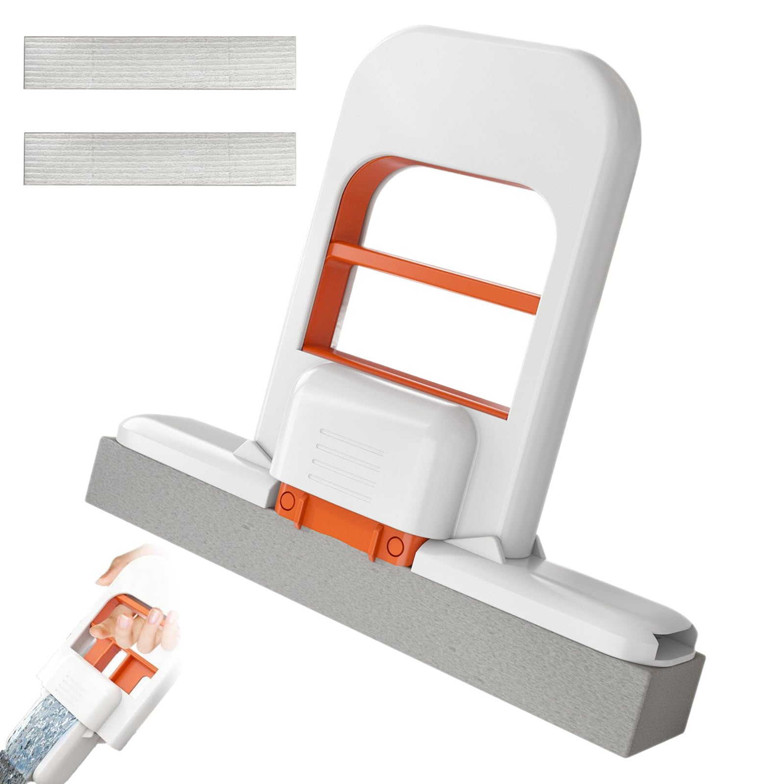 – Portable Mini Mop | Self-Squeeze Foldable Desktop Cleaning Tool, Wet & Dry Hand-Free Sponge Mop with 2 Replacement Heads for Kitchen, Bathroom, Small Spaces, Glass & Car Interiors