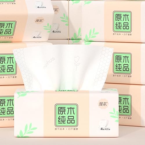 Paquete de 6, tejido facial pequeño y suave, papel higiénico, servilleta desechable, funda de bolsa no caja, papel facial blanco, material de fibra