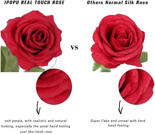 Miniatura 4 de IPOPU Flores artificiales de arcoíris, 12 unidades, ramo de rosas arco iris, rosas falsas de tacto real, flores de seda para decoración floral,