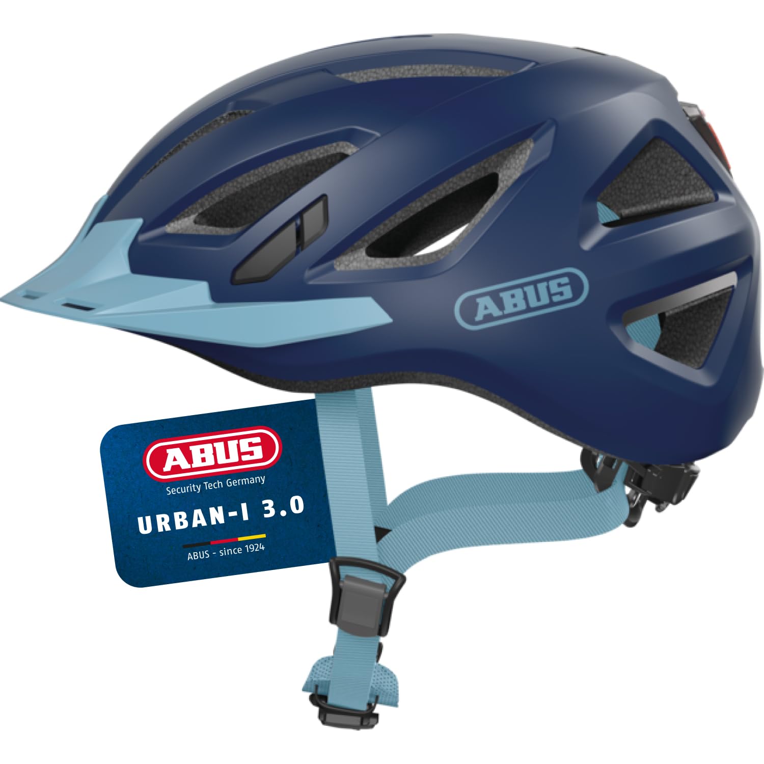 ABUS Stadthelm Urban-I 3.0 - Fahrradhelm mit Rücklicht, Schirm und Magnetverschluss - für Damen und Herren - Dunkelblau, Größe S