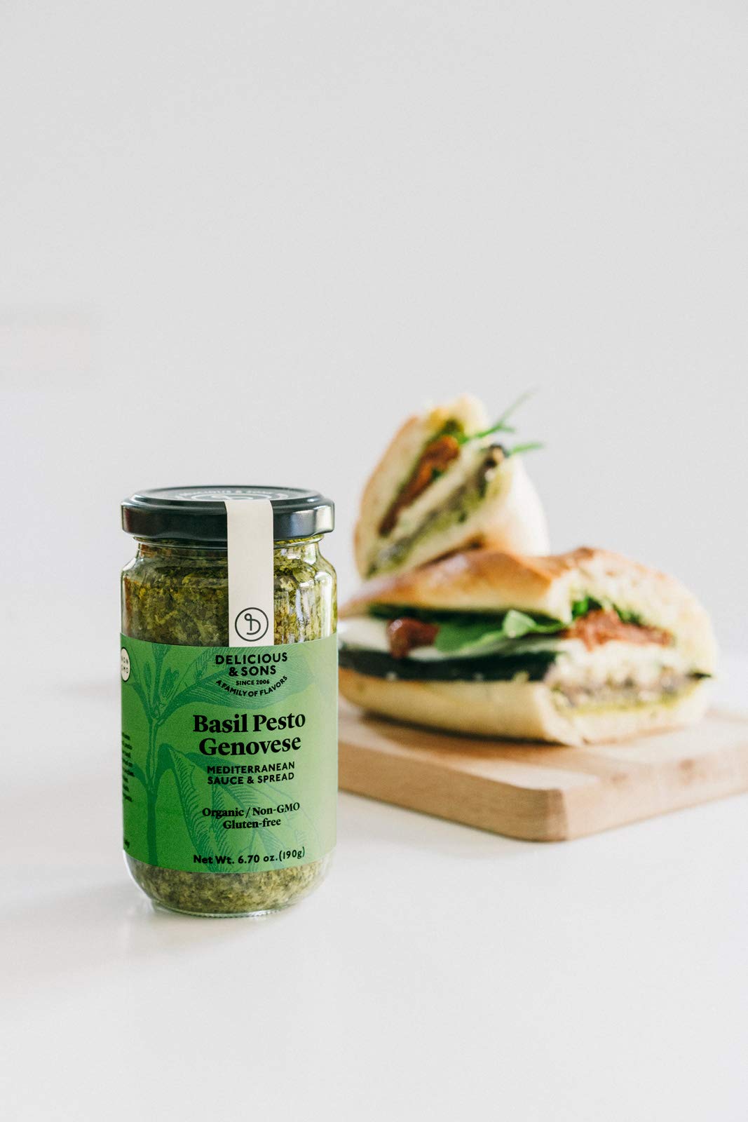 Delicious & Sons Salsa Pesto Genovese Italiana Ecológica 190g Pack 3 Sin Gluten