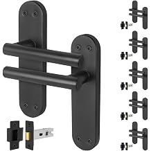 EAI Matt Black Door Handles with Latch 64mm, 6 Pack - Oliena