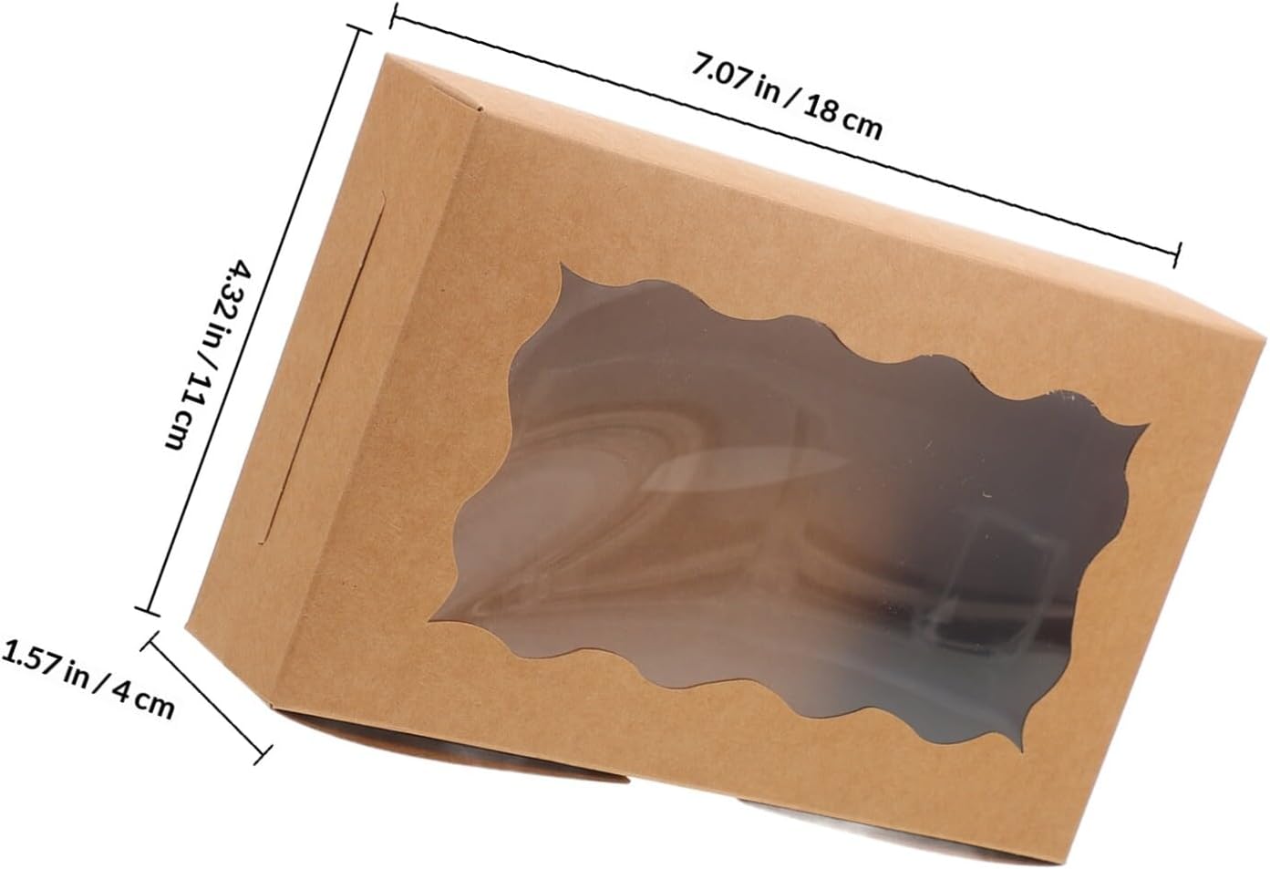 50pcs Kraft Paper Cookie Boxes with Window Rectangular Macaron Packaging Boxes Portable for Party Household and Takeout Use