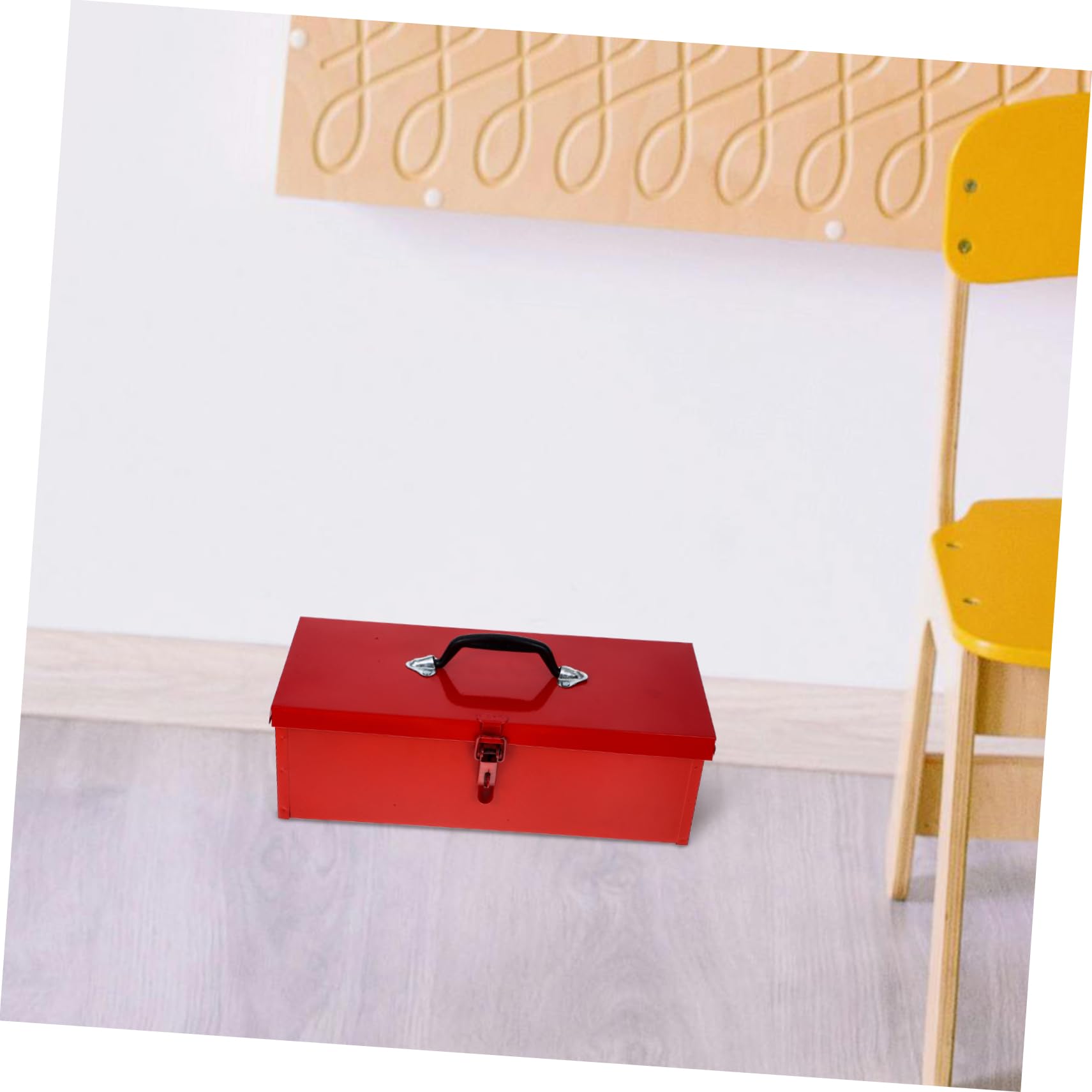 NUOBESTY Cassetta Porta Attrezzi Metallo in Lamiera di Ferro, Rossa, Capiente e Pratica, Maniglia Comoda e Chiusura Robusta per Officina e Casa Stile Casuale
