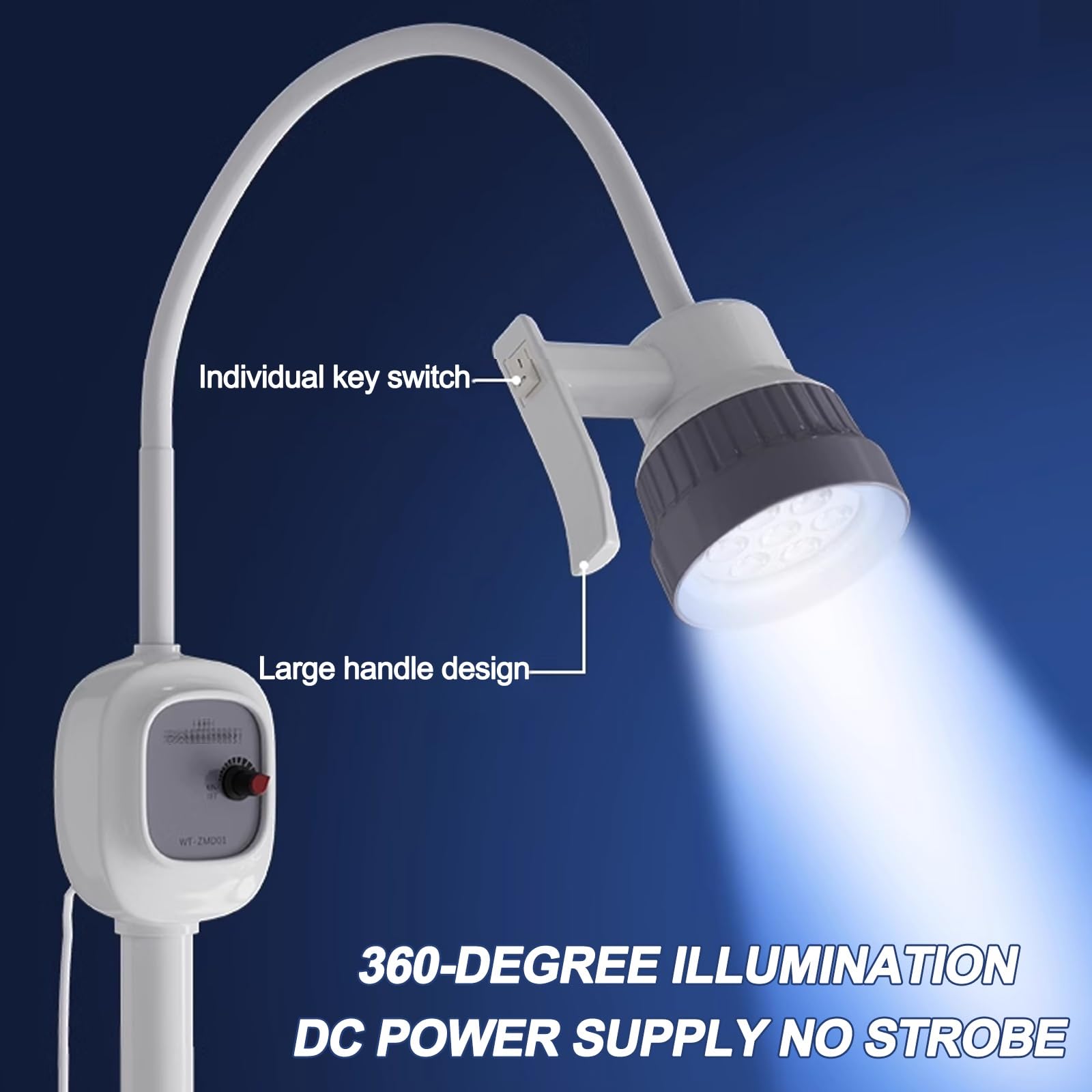 Lampa do badań chirurgicznych LED, pomocnicza lampa operacyjna stojąca, 7 szt. koraliki lampy o dużej mocy, oświetlenie zimne światło mobilna lampa do badań dentystycznych, do laryngologii,