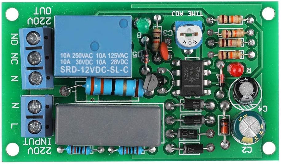 Timer Relay, 220V Relay Delay Switch Module, Timer Relay Switch Module Input/Output Delay Off With 4 Mounting Holes Relay Board for Home