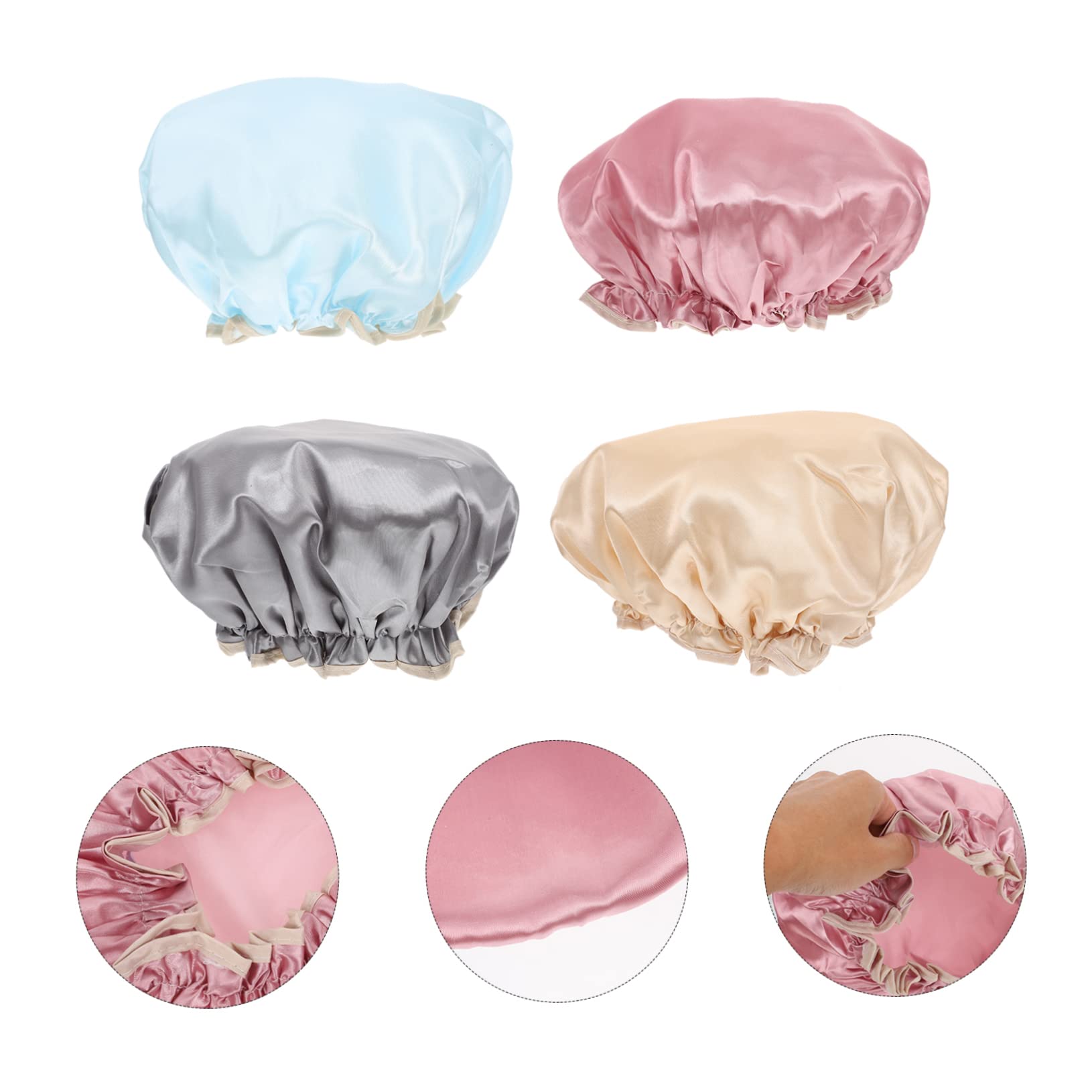 DOITOOL 12piezas Gorros De Impermeables De Doble Capa Gorro Para Baño Spa y De Cabello Material Resistente y Para Mujeres