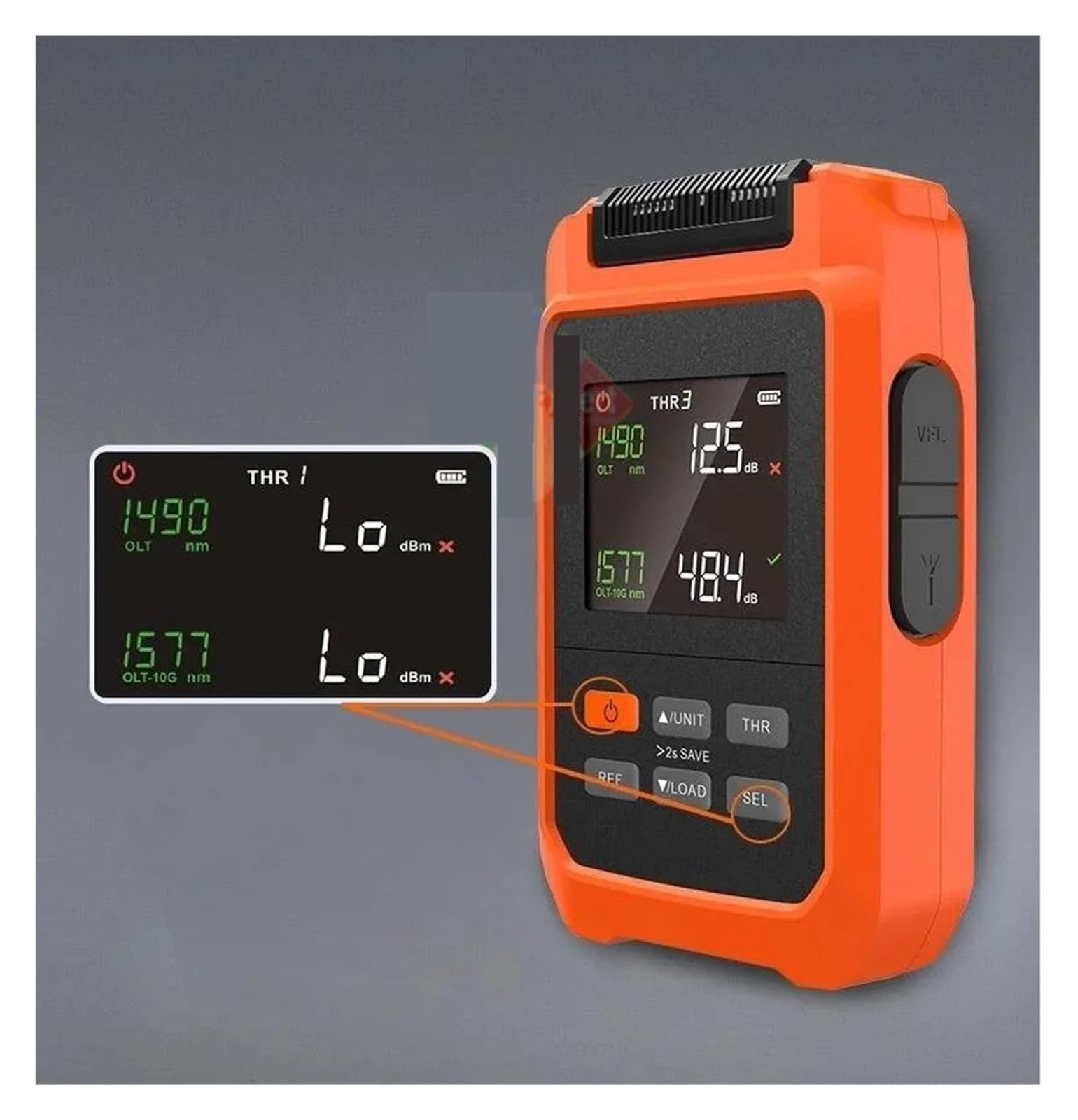 Compteur de Puissance à Fiber Optique HY-613 10G, avec écran LCD, Longueur d'onde 1577/1490nm + VFL 30mW Haute sensibilité, Faible Erreur