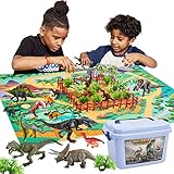 【Bestes Geschenk】 - Alle Dinosaurier-Accessoires können in einen Koffer gepackt werden. Kinder können lernen, wie man aufbewahrt. Ein ideales Spielzeuggeschenk für Kinder, Mädchen, Jungen, Enkelkinder. Geeignet für Partys, Klassenzimmer, Halloween, Weihnachten.