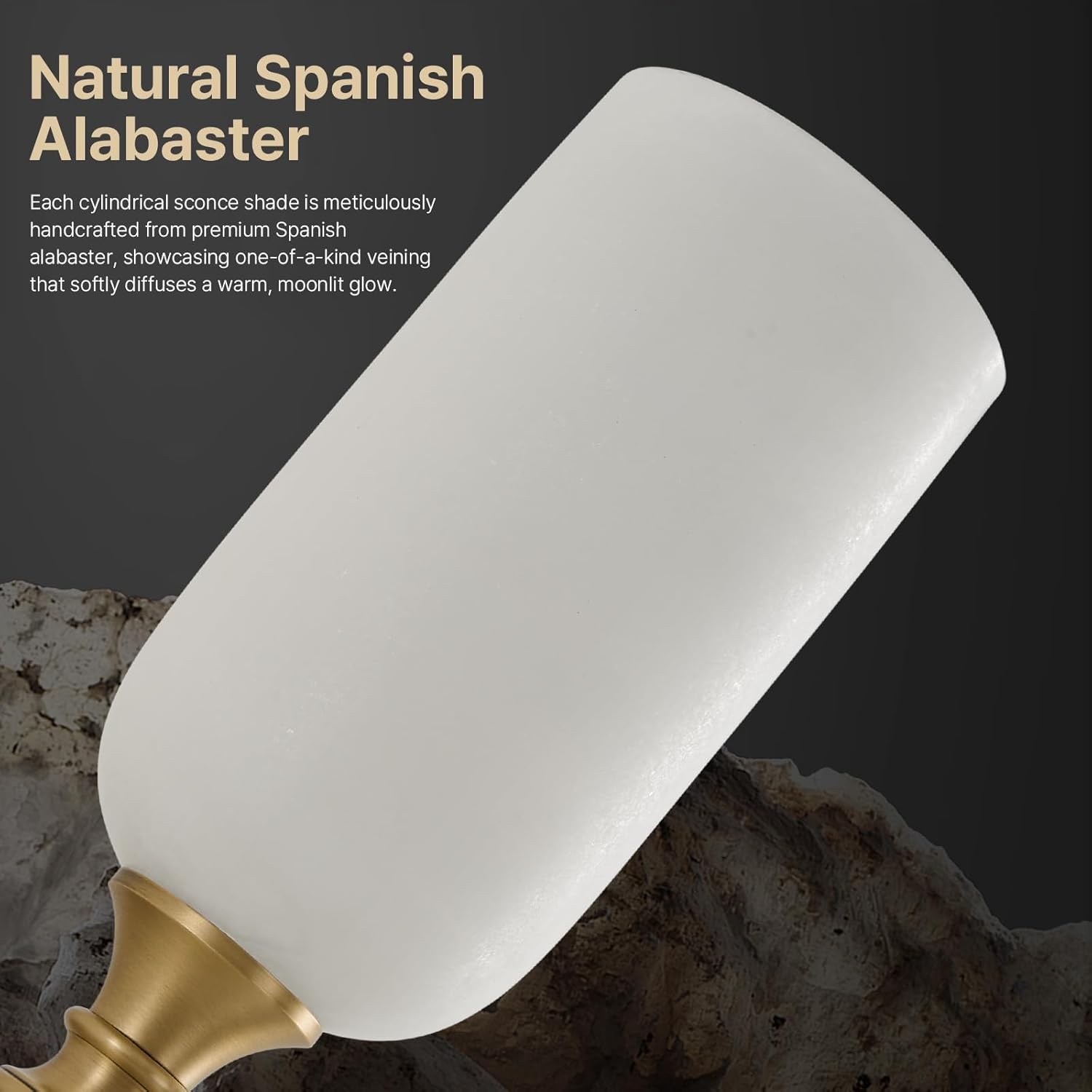 Vintage Alabaster Brass Wall Sconce: Set of 2 Antique Spanish Natural Marble Modern Vanity Wall Lights - 21.6" Long Linear Brushed Gold Sconces - Indoor Sconce for Bathroom Hallway Bedroom Living Room 21.6" Double