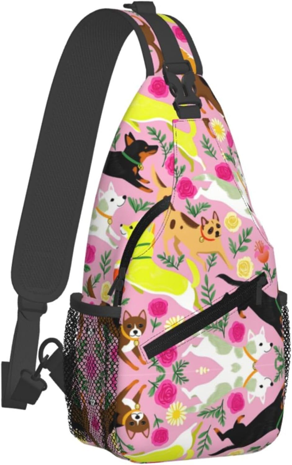 Casual Sling Bag Backpack, Chihuahua Dog Cute Pink Shoulder Chest Crossbody Bags, Casual Carrying Tote Case Crossbody Travel Bags for Man/Women - Image 2
