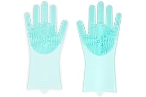 Upgraded Dishwashing Gloves with Built-in Scrubber