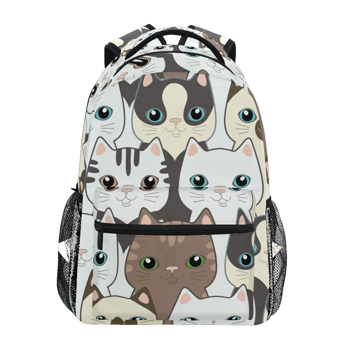 BEUSS Gato De Dibujos Animados Gatito Mochila Escolar Impermeable Mochilas Escolares para Estudiante Niños Adolescentes Niñas Niños