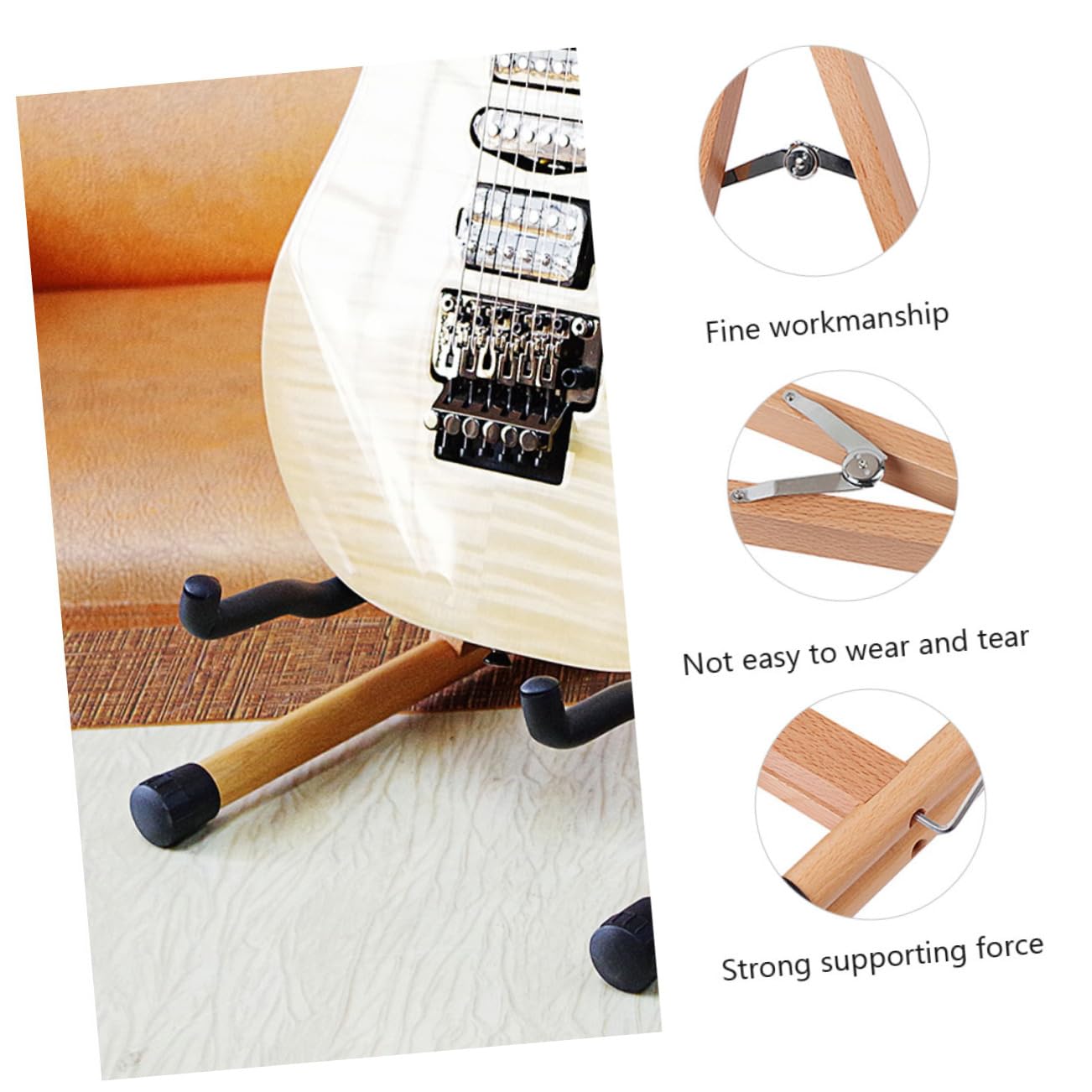 Toyvian Stojak na gitarę drewniany uchwyt przenośny
