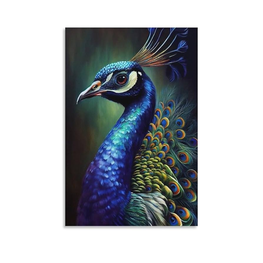 Amazon.co.jp: 孔雀の絵 アートパネル 動物の油絵 絵画