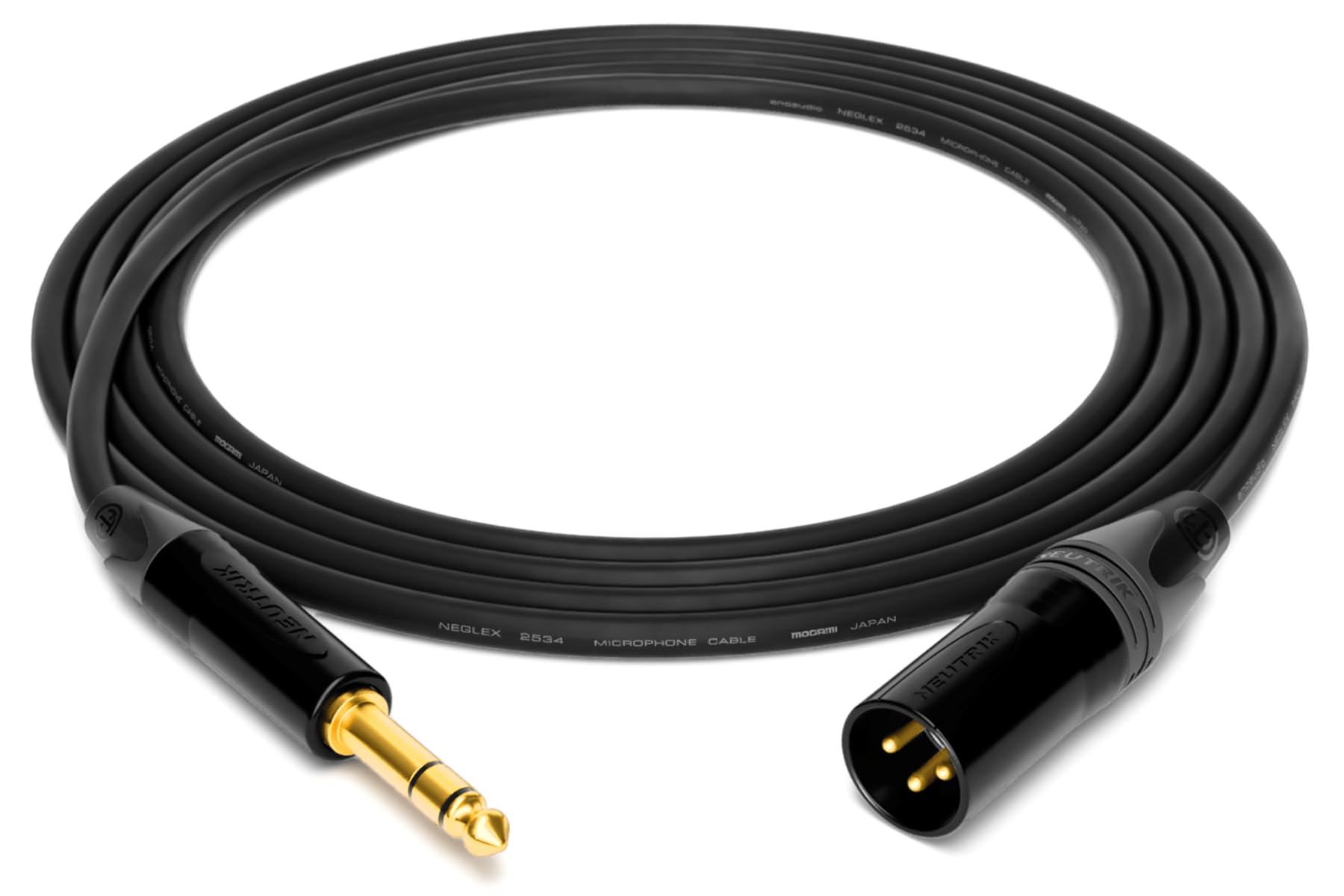 enoaudio Mogami 2534 Quad Professionel Studio Kabel Symmetrische | Neutrik Gold 6,3mm TRS klinke - XLR male | HiFi, Black, 3,0 m