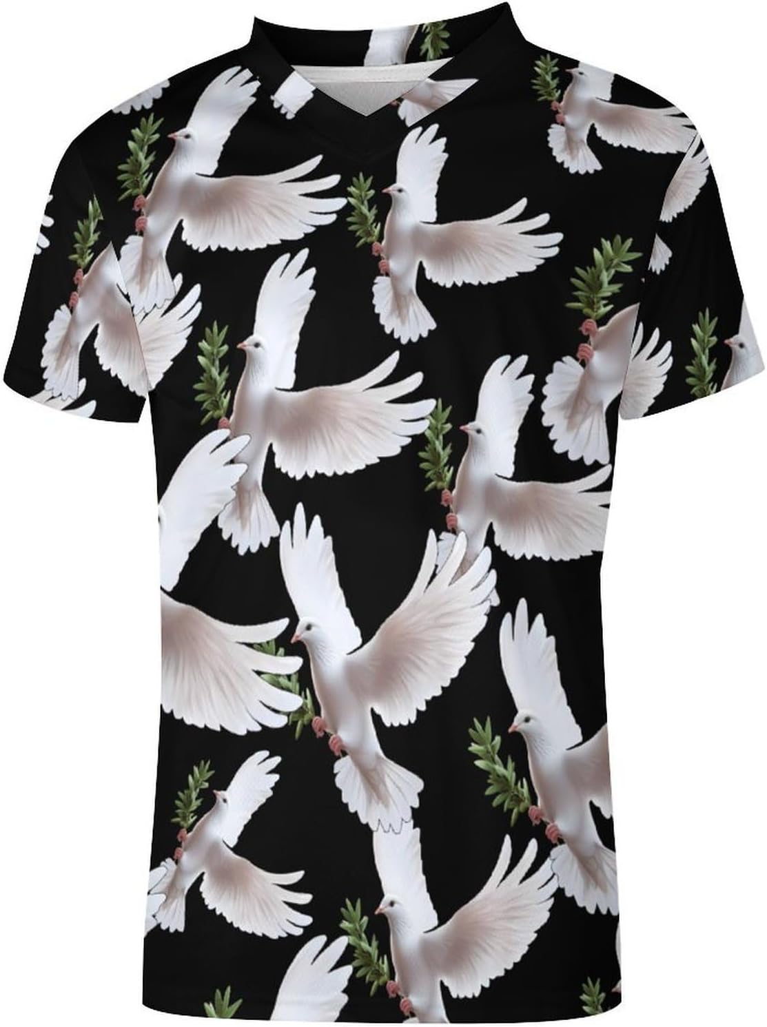 Peace Men's Running Shirts V Neck Short Sleeve T Shirt Football Jersey Sport Tops 6X-Large