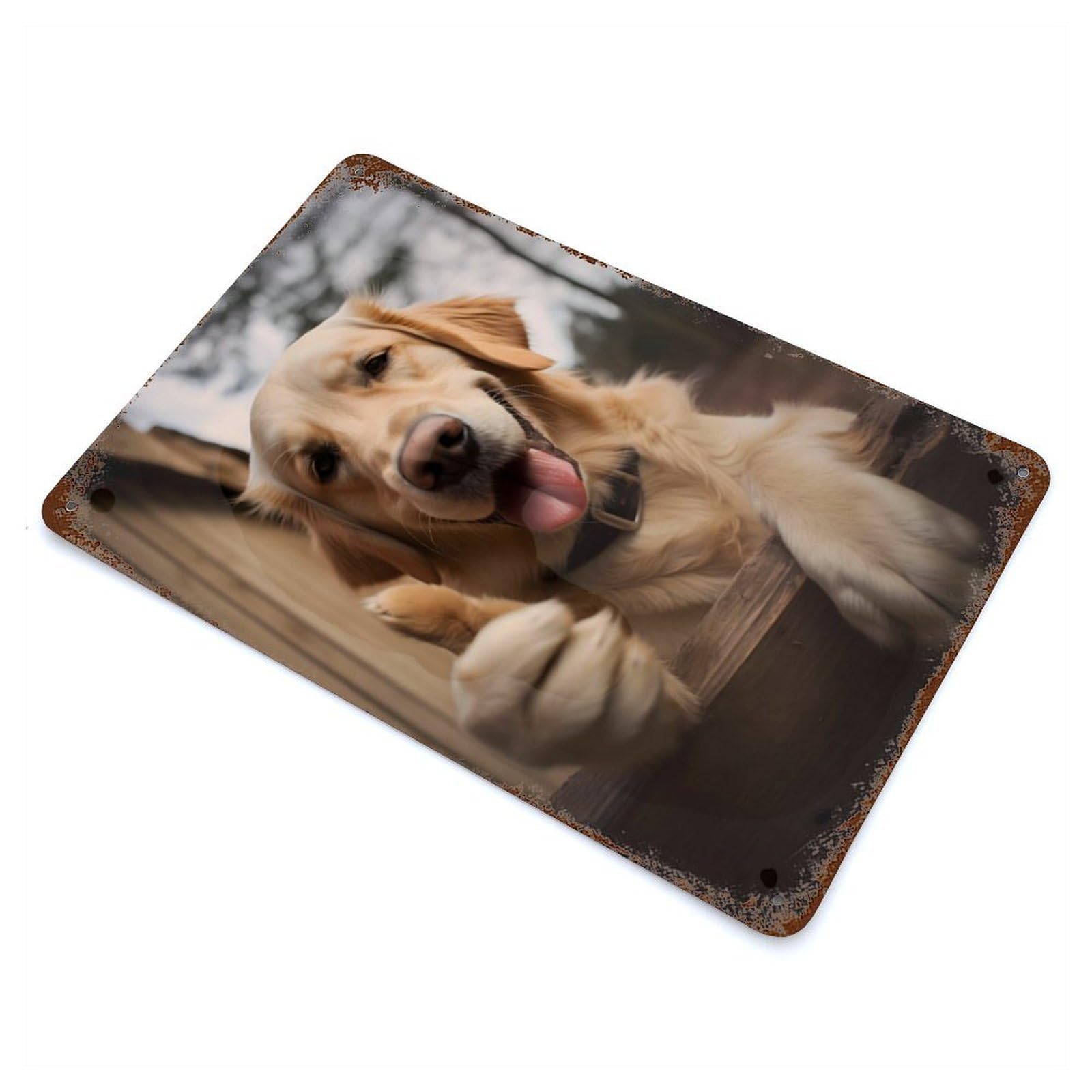 Rust Effect Tin Sign Labrador Retriever Dog 11.8"x7.9", Vintage Wall Decor for Living Room, Hallway And Home Decor