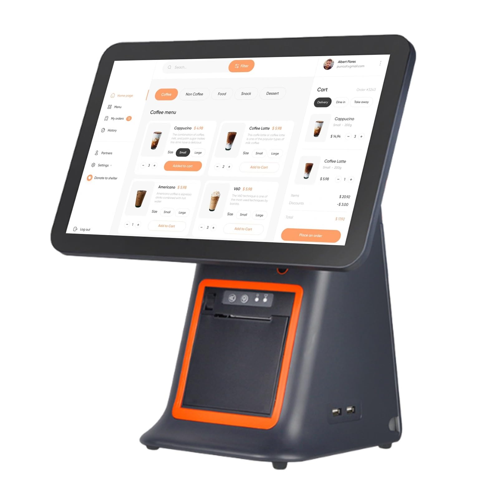 Caisse Enregistreuse Tactile 15.6 Pouces Pos System Tout en Un avec Imprimante Ticket WiFi Bluetooth Point De Vente pour Restaurant Retail Magasin(Black,with 58mm Printer)