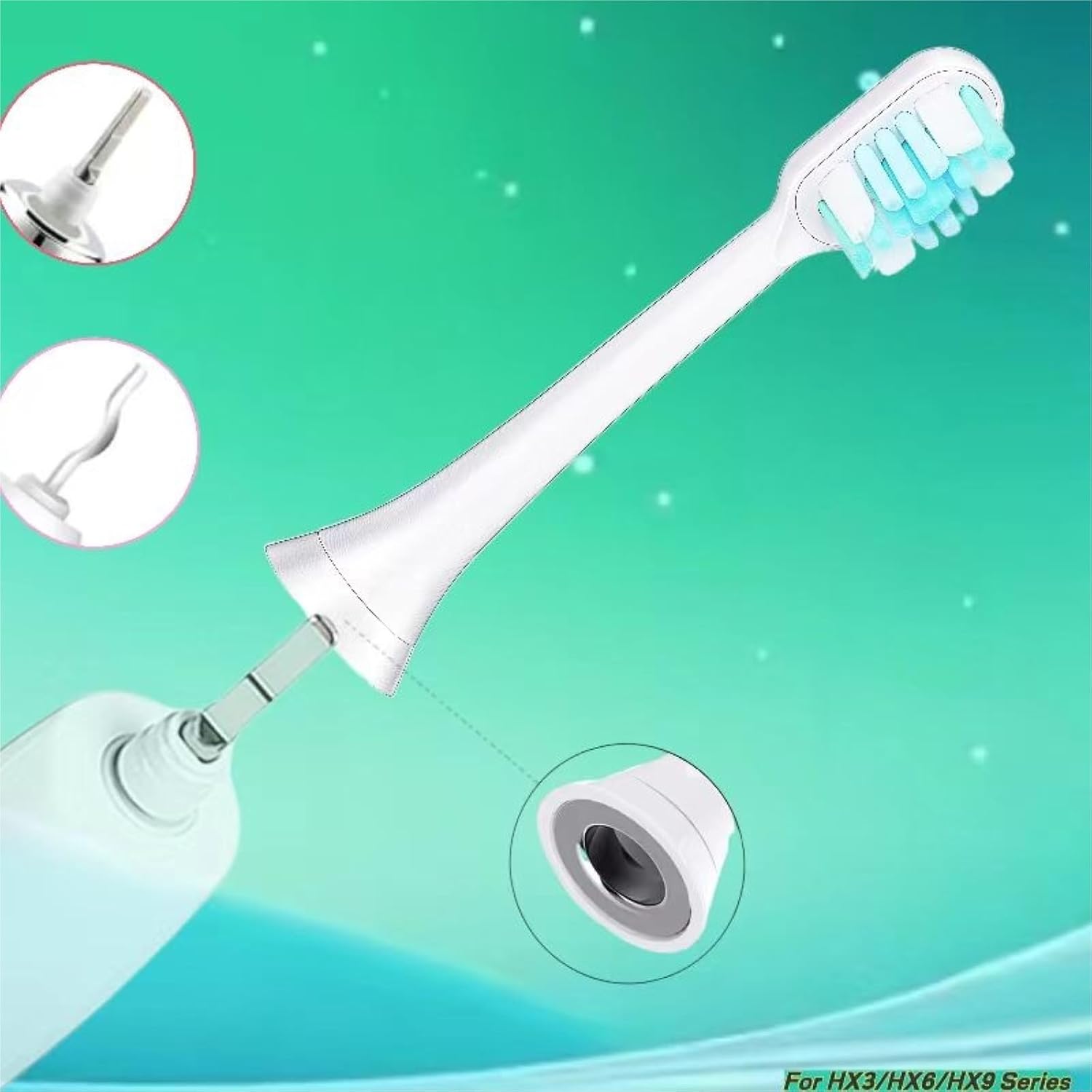 Electric Toothbrush Replacement Brush Head. Compatible for Philips HX6250 HX6240 1100 2100 4100 4300 5100 5300 6100 6500 7000 7300(4 Blue Toothbrush Head)
