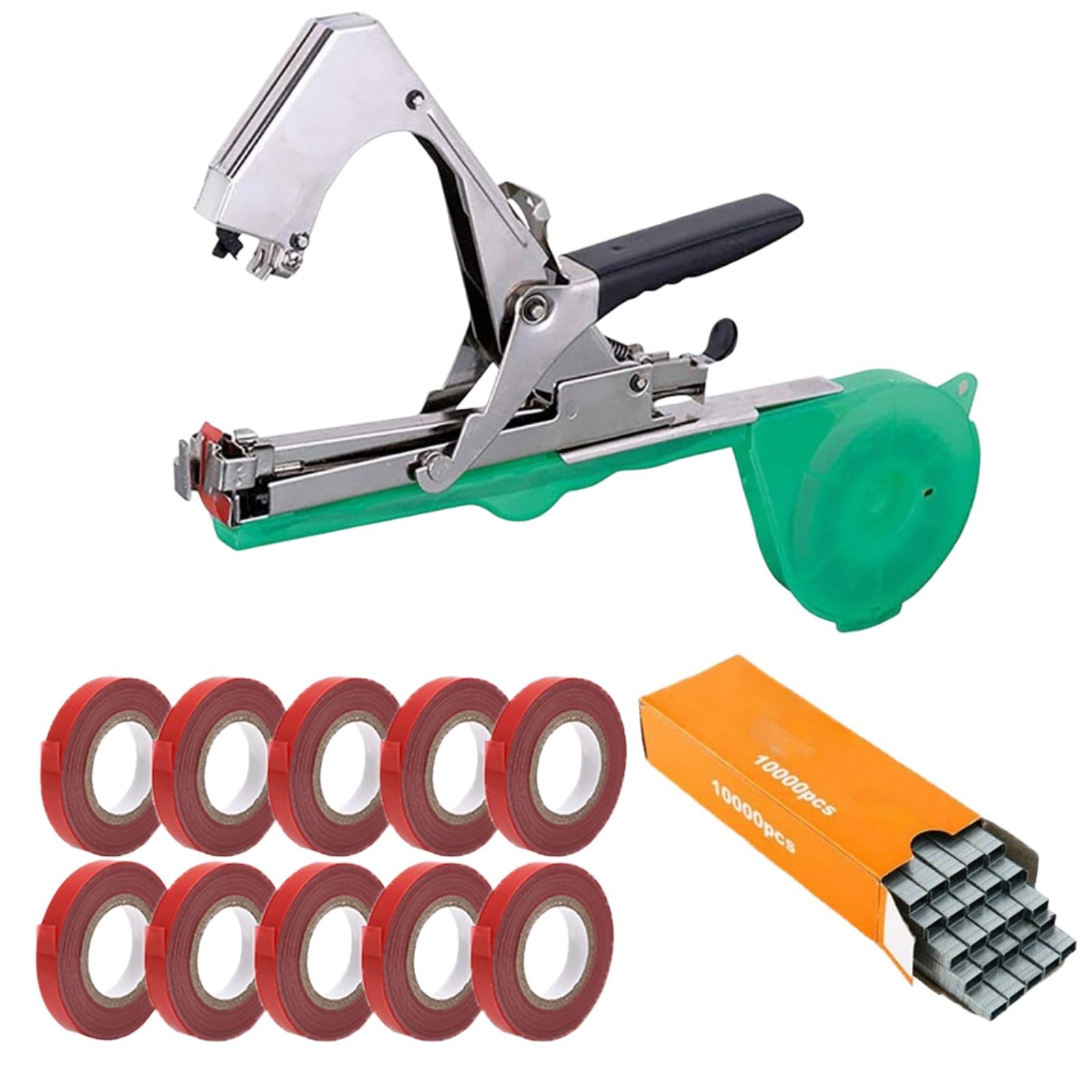 Pflanzenbindegerät, Garten Bindemaschine mit 10 Rollen Pflanzenband und Heftklammern, Plant Tying Tool,für Trauben, Himbeeren, Tomaten und Weingemüse (2#)