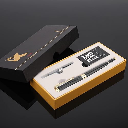 Miniatura 3 de Tiankool Pluma estilográfica de lujo, punta fina, exquisito juego de regalo para hombres y mujeres, incluye 10 cartuchos de tinta y convertidor de